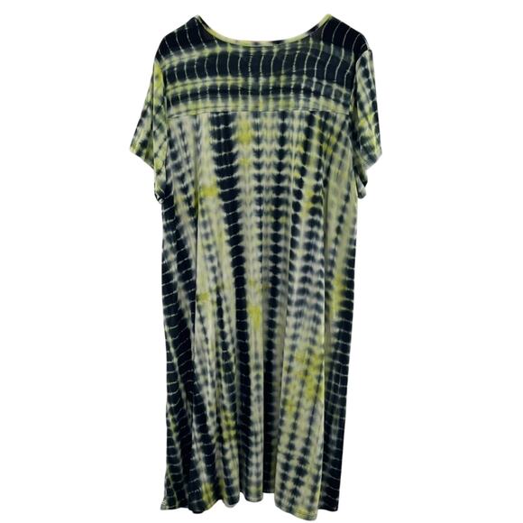 Nina Leonard Scoop Neck Tie-dye Print T-Shirt Dress Pockets Rayon Comfy Size 3X - Picture 6 of 11
